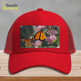 Butterfly Monarch On Flower Novelty License Plate Hat Mesh / Red