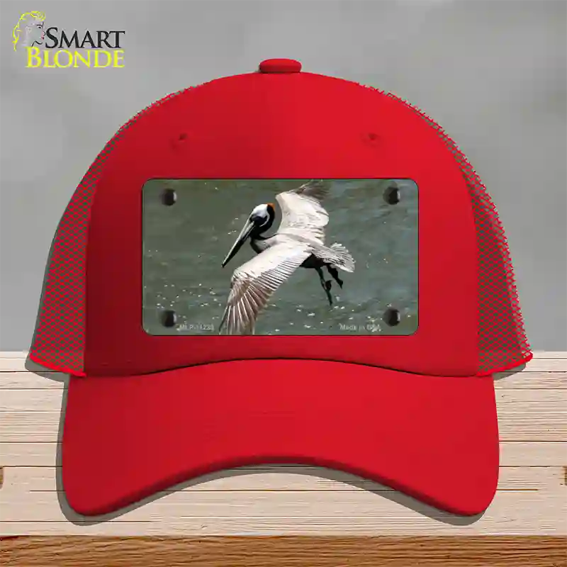 Pelican In Flight Novelty License Plate Hat Mesh / Red