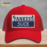 Yankees Suck Novelty License Plate Hat Mesh / Red