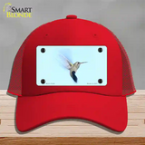 Hummingbird In Flight, Blue Novelty License Plate Hat Mesh / Red