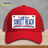 Sunset Beach North Carolina State Novelty License Plate Hat Mesh / Red