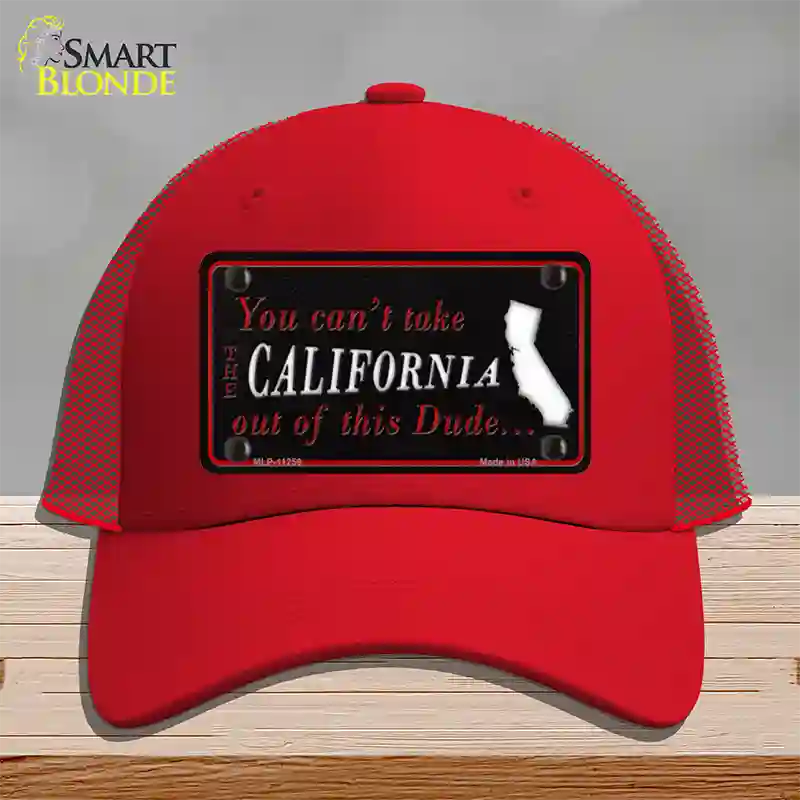 California Dude Novelty License Plate Hat Mesh / Red