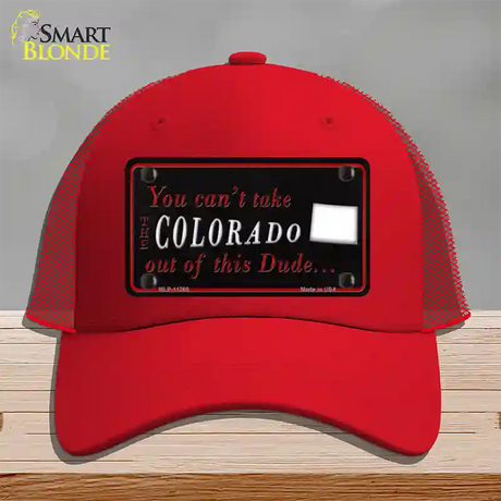 Colorado Dude Novelty License Plate Hat Mesh / Red