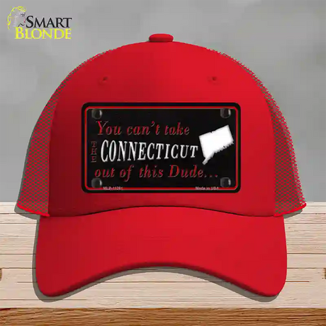 Connecticut Dude Novelty License Plate Hat Mesh / Red