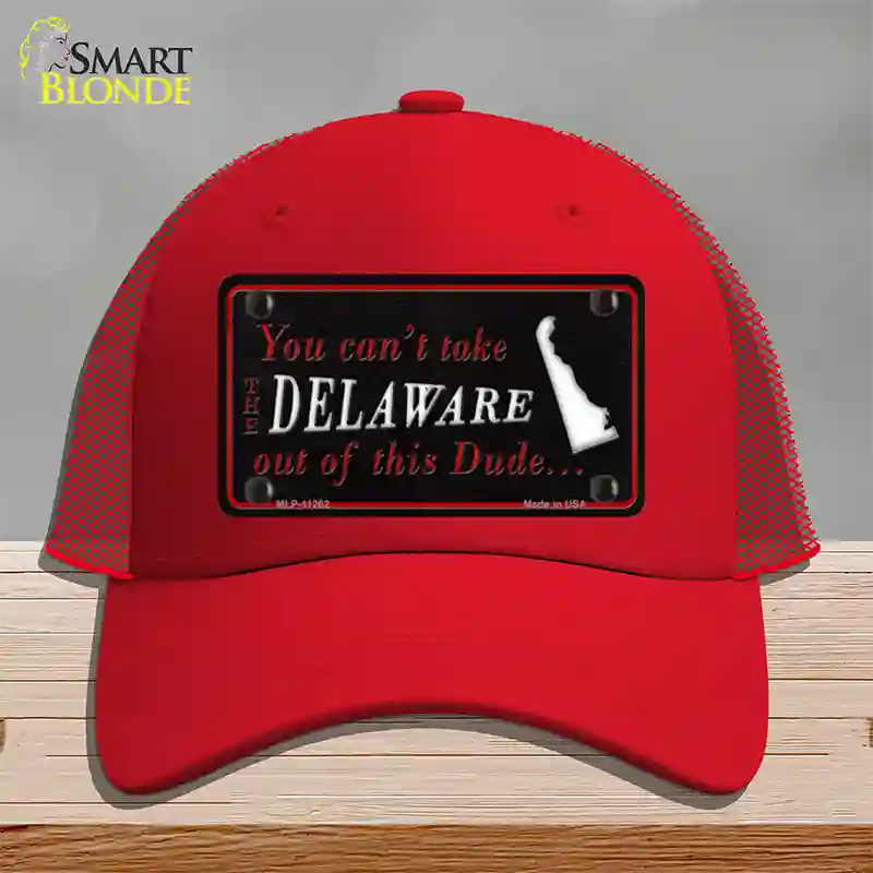 Delaware Dude Novelty License Plate Hat Mesh / Red