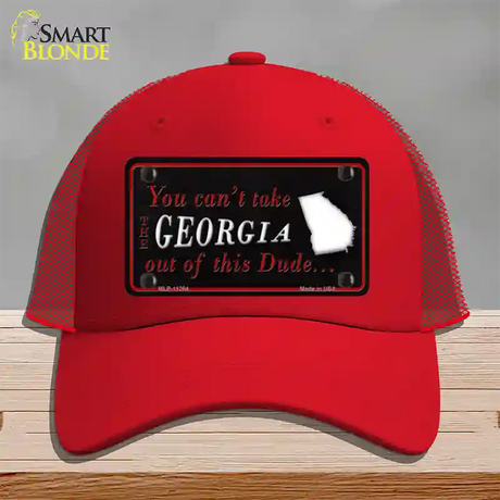 Georgia Dude Novelty License Plate Hat Mesh / Red