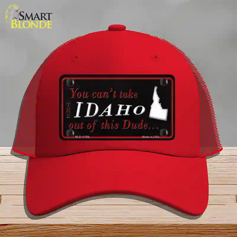 Idaho Dude Novelty License Plate Hat Mesh / Red