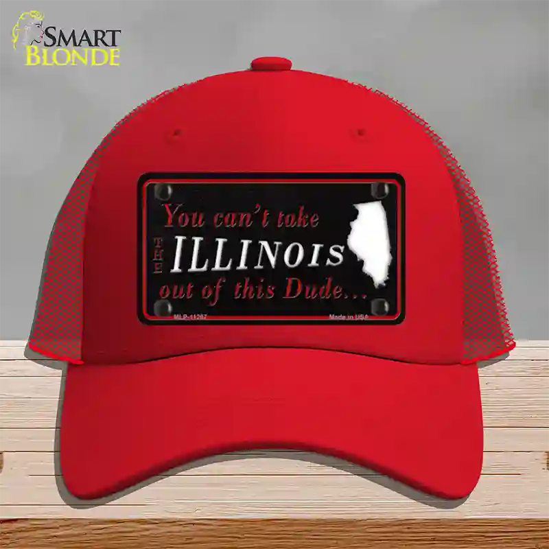 Illinois Dude Novelty License Plate Hat Mesh / Red