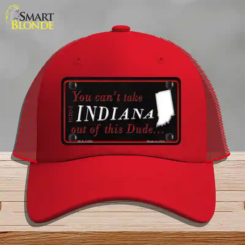 Indiana Dude Novelty License Plate Hat Mesh / Red