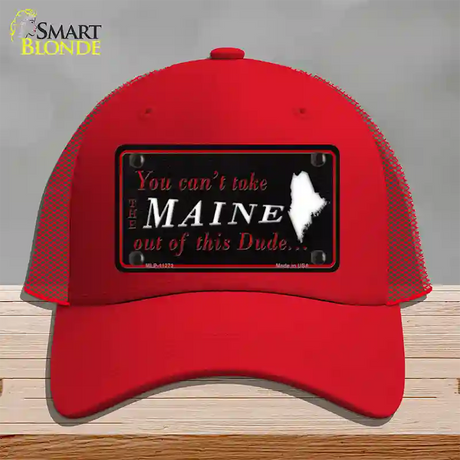 Maine Dude Novelty License Plate Hat Mesh / Red