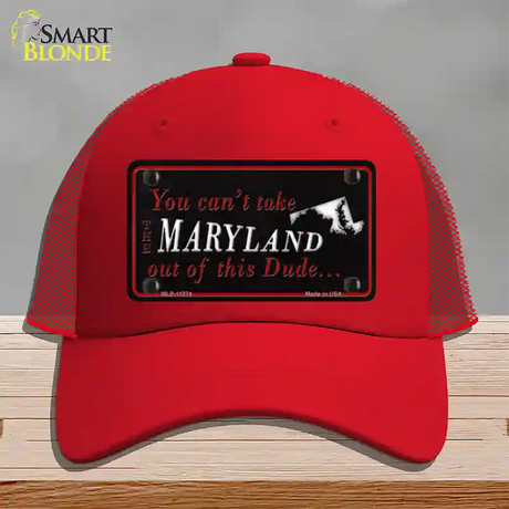 Maryland Dude Novelty License Plate Hat Mesh / Red