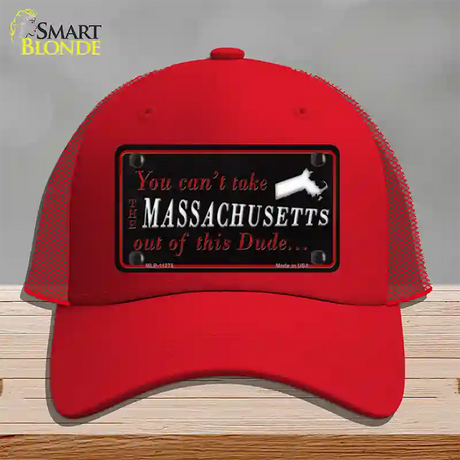 Massachusetts Dude Novelty License Plate Hat Mesh / Red