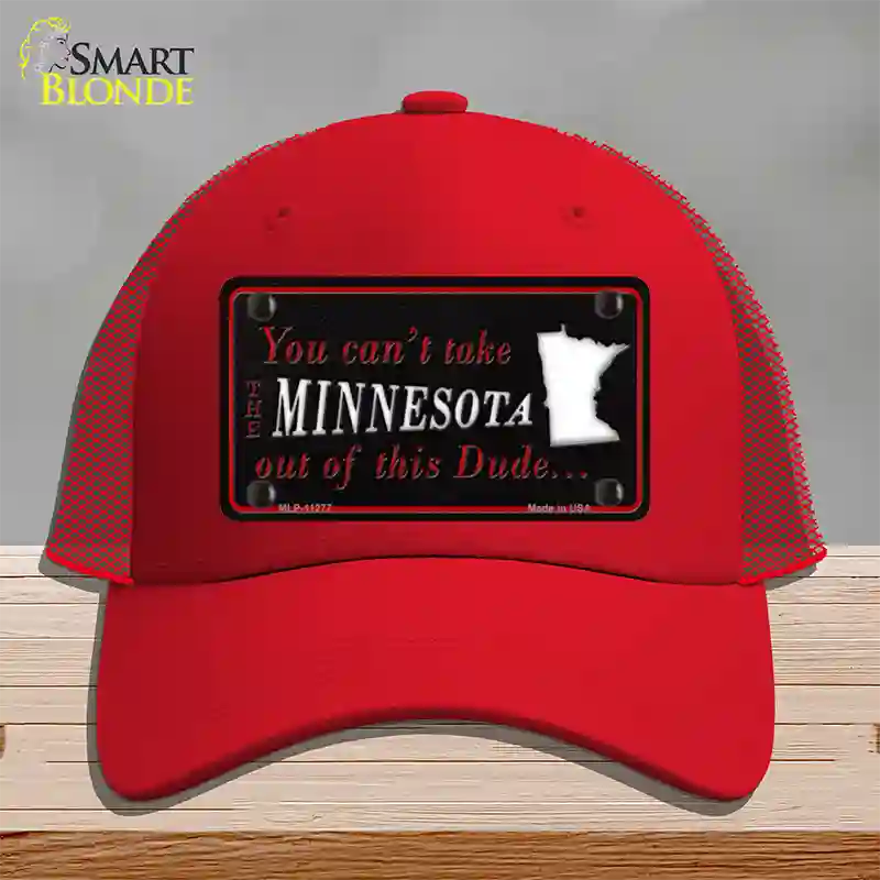 Minnesota Dude Novelty License Plate Hat Mesh / Red