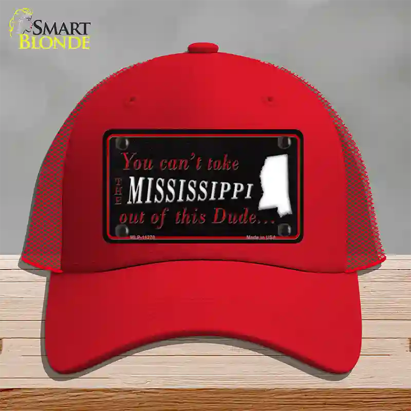 Mississippi Dude Novelty License Plate Hat Mesh / Red