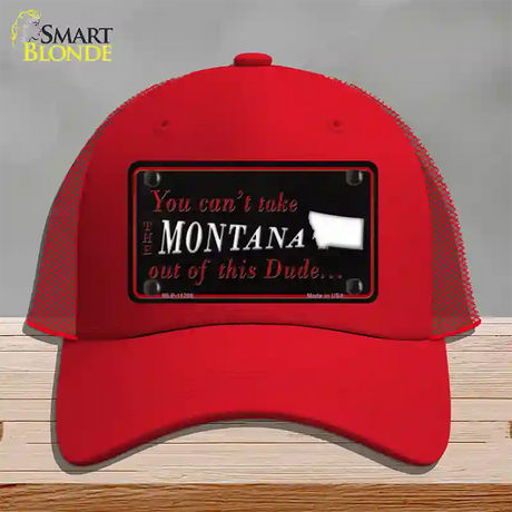 Montana Dude Novelty License Plate Hat Mesh / Red