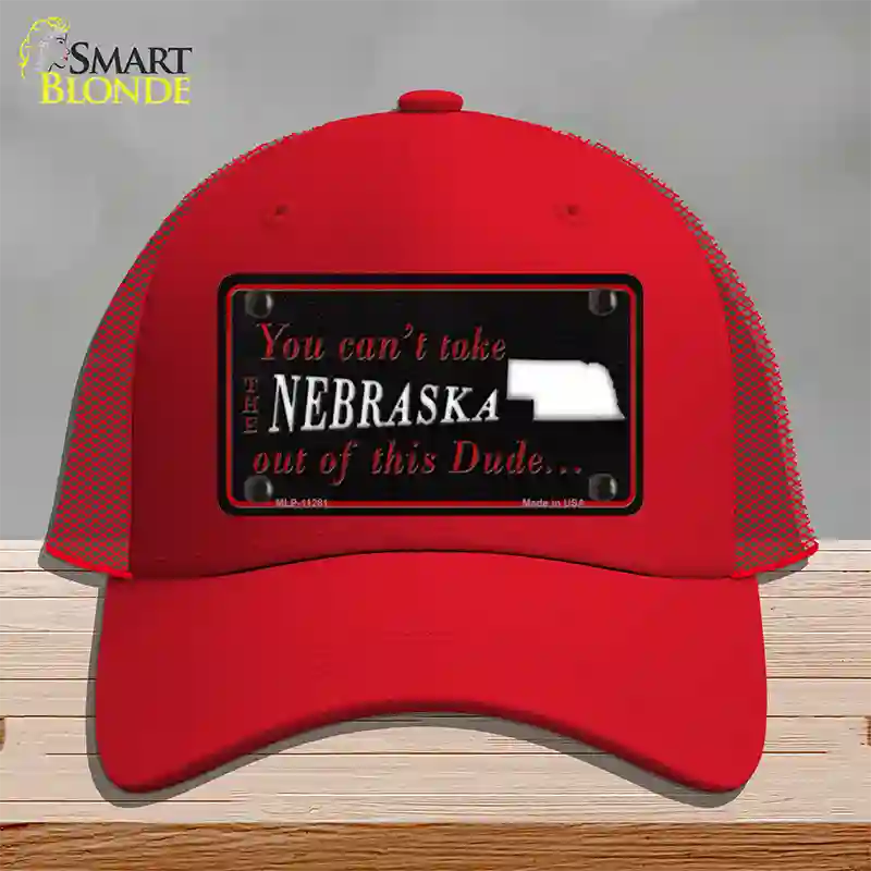 Nebraska Dude Novelty License Plate Hat Mesh / Red