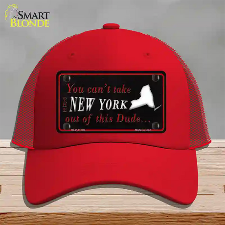 New York Dude Novelty License Plate Hat Mesh / Red