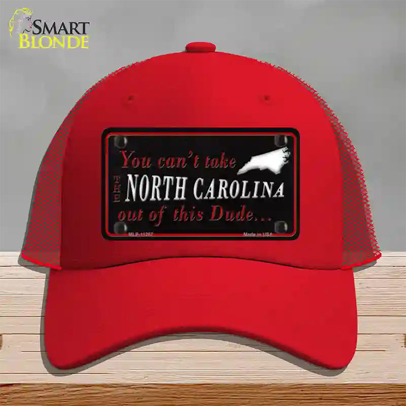 North Carolina Dude Novelty License Plate Hat Mesh / Red