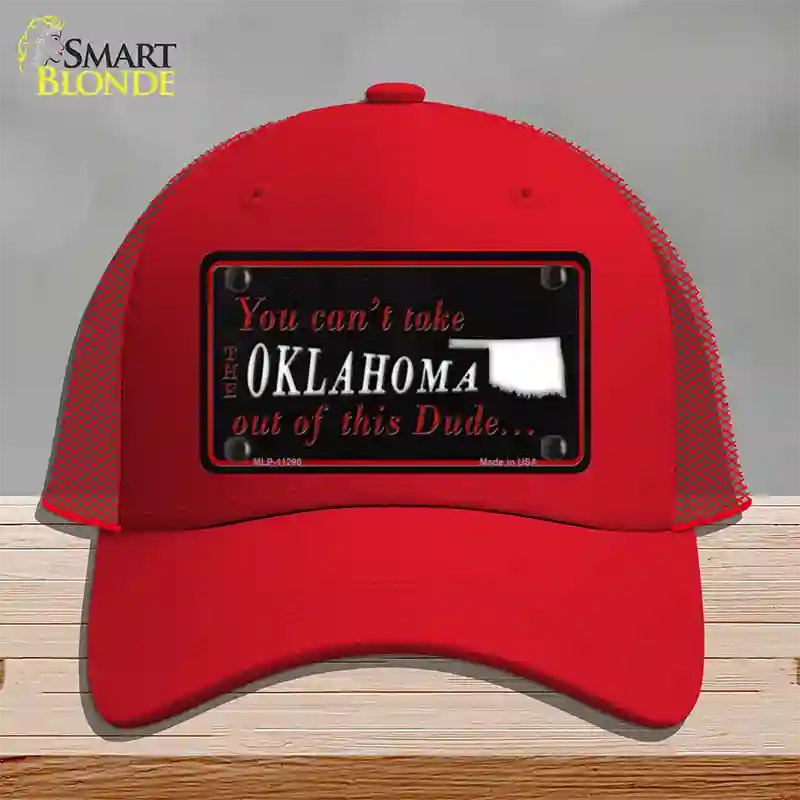 Oklahoma Dude Novelty License Plate Hat Mesh / Red