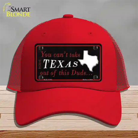 Texas Dude Novelty License Plate Hat Mesh / Red