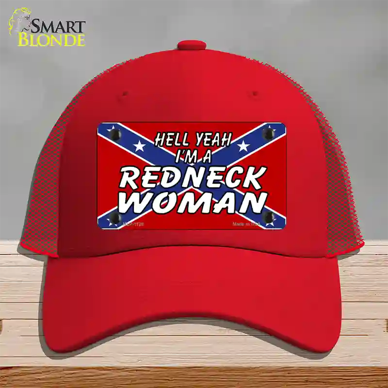 Redneck Woman Novelty License Plate Hat Mesh / Red