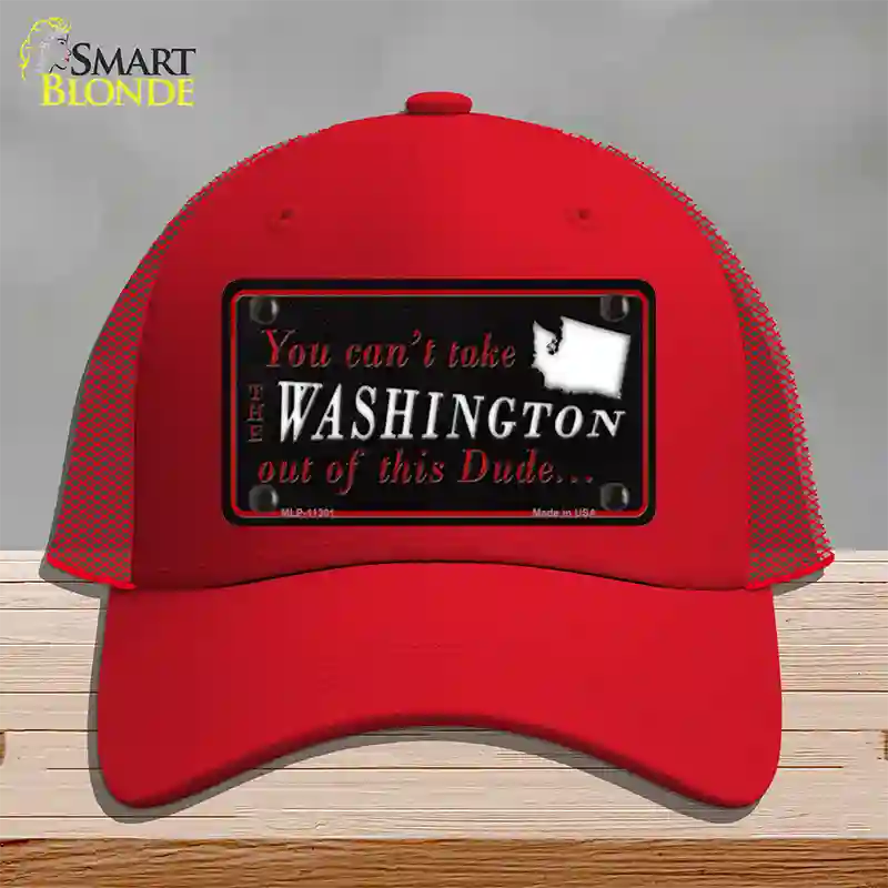 Washington Dude Novelty License Plate Hat Mesh / Red