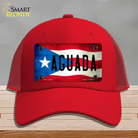 Aguada Puerto Rico Flag Novelty License Plate Hat Mesh / Red