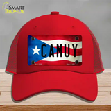 Camuy Puerto Rico Flag Novelty License Plate Hat Mesh / Red