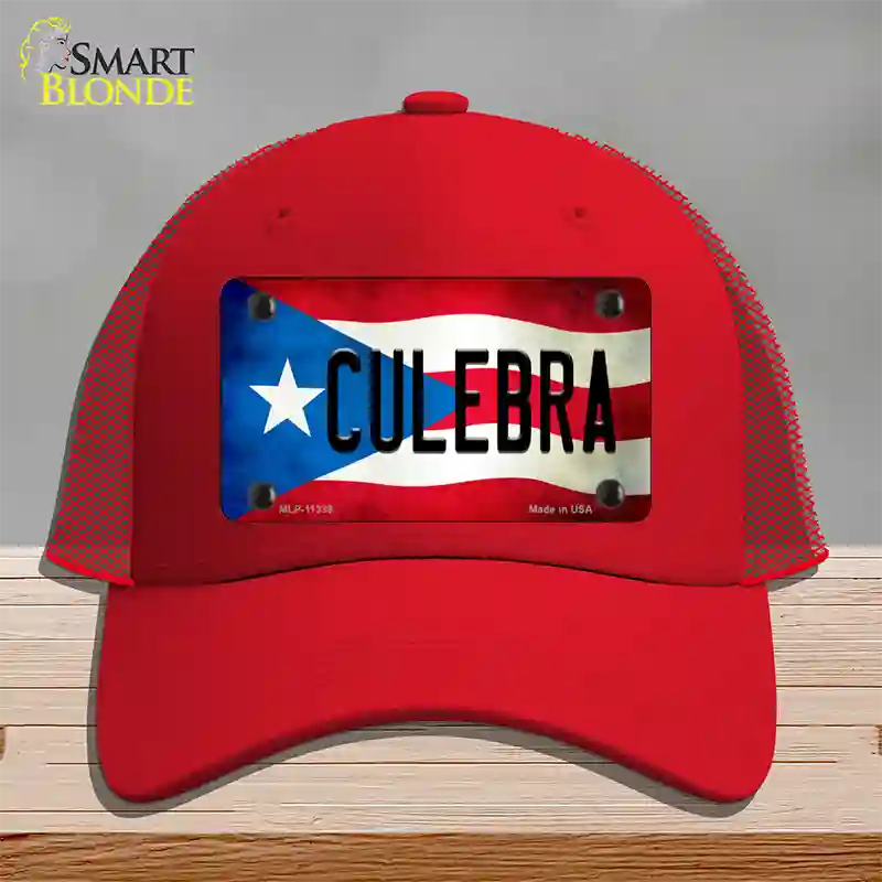 Culebra Puerto Rico Flag Novelty License Plate Hat Mesh / Red