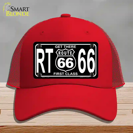 Get There 1st Class Novelty License Plate Hat Mesh / Red