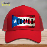 Dorado Puerto Rico Flag Novelty License Plate Hat Mesh / Red