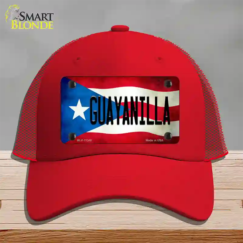 Guayanilla Puerto Rico Flag Novelty License Plate Hat Mesh / Red