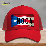 Moca Puerto Rico Flag Novelty License Plate Hat Mesh / Red