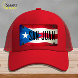 San Juan Puerto Rico Flag Novelty License Plate Hat Mesh / Red