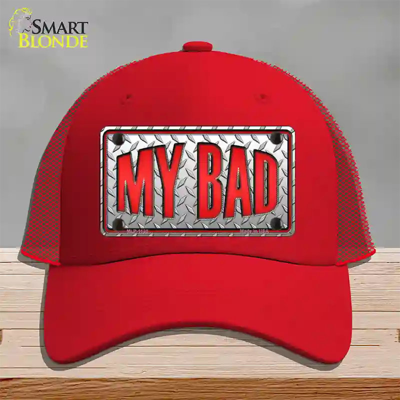 My Bad Novelty License Plate Hat Mesh / Red