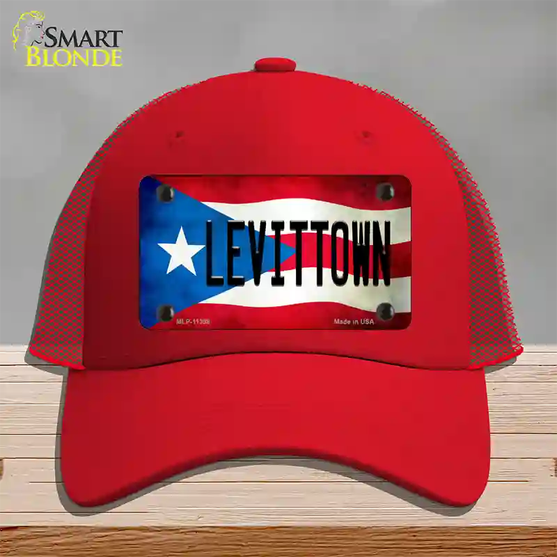 Levittown Puerto Rico Flag Novelty License Plate Hat Mesh / Red