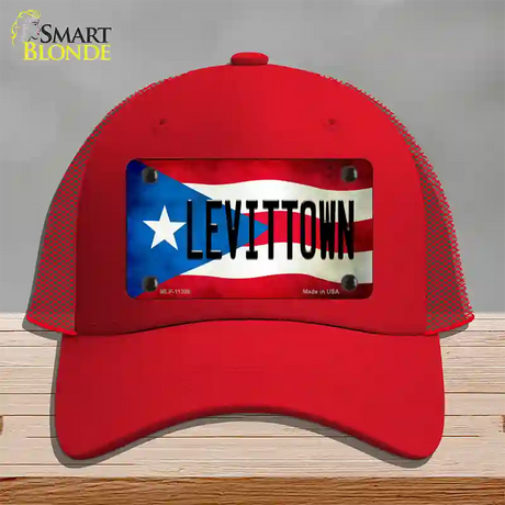 Levittown Puerto Rico Flag Novelty License Plate Hat Mesh / Red