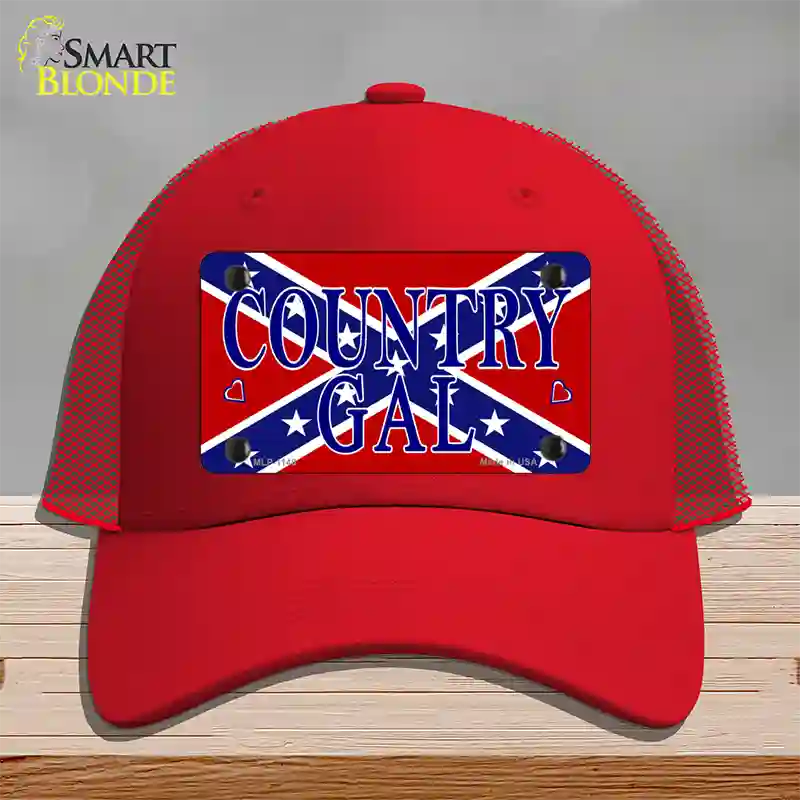 Confederate Country Gal Novelty License Plate Hat Mesh / Red