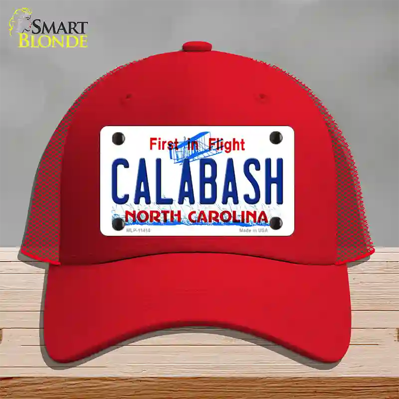 Calabash North Carolina Novelty License Plate Hat Mesh / Red