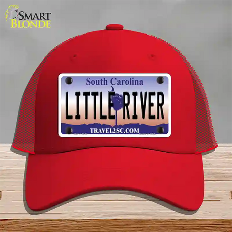 Little River South Carolina Novelty License Plate Hat Mesh / Red