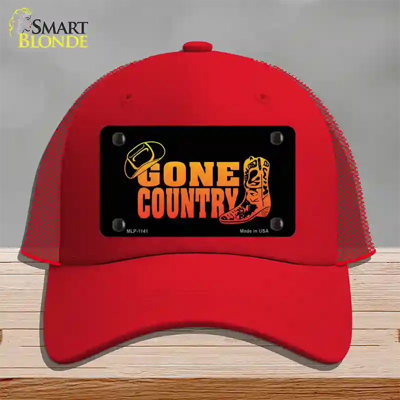 Gone Country Novelty License Plate Hat Mesh / Red