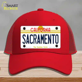 Sacramento California Novelty License Plate Hat Mesh / Red