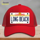 Long Beach California Novelty License Plate Hat Mesh / Red