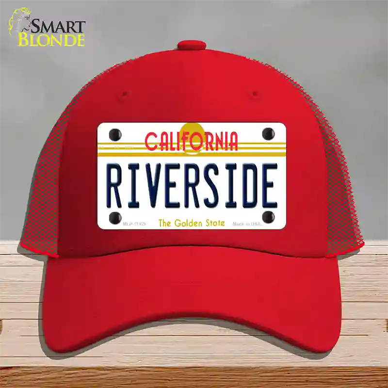 Riverside California Novelty License Plate Hat Mesh / Red