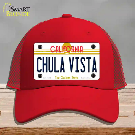 Chula Vista California Novelty License Plate Hat Mesh / Red