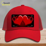 Hearts Over Roses In Red Novelty License Plate Hat Mesh / Red