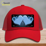 Hearts Over Roses In Light Blue Novelty License Plate Hat Mesh / Red