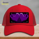 Hearts Over Roses In Purple Novelty License Plate Hat Mesh / Red