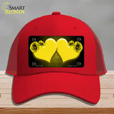 Hearts Over Roses In Yellow Novelty License Plate Hat Mesh / Red