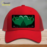 Hearts Over Roses In Green Novelty License Plate Hat Mesh / Red